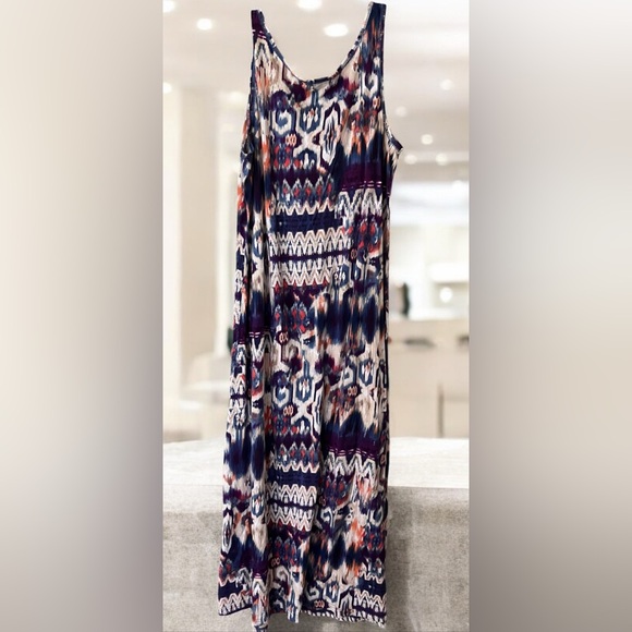 Chaps Multicolor Abstract Sleeveless Maxi Dress/XL - Picture 2 of 4